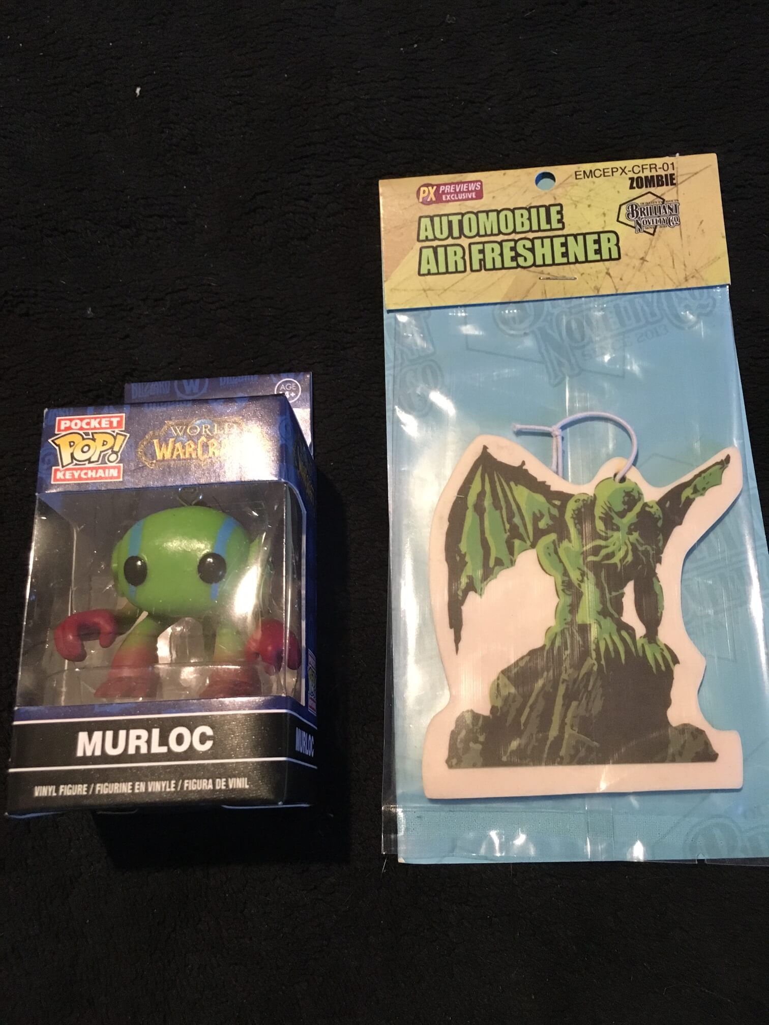 Cthulhu Airfreshener and Murloc Keychain August Box of Dread